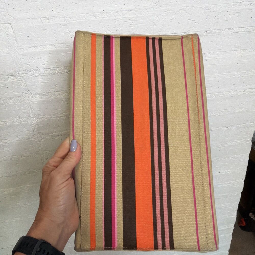 Sigrid Olson Striped Canvas Tote Bag Boho-Chic Earthy 70s' Revival Resort Beach - Picture 7 of 9